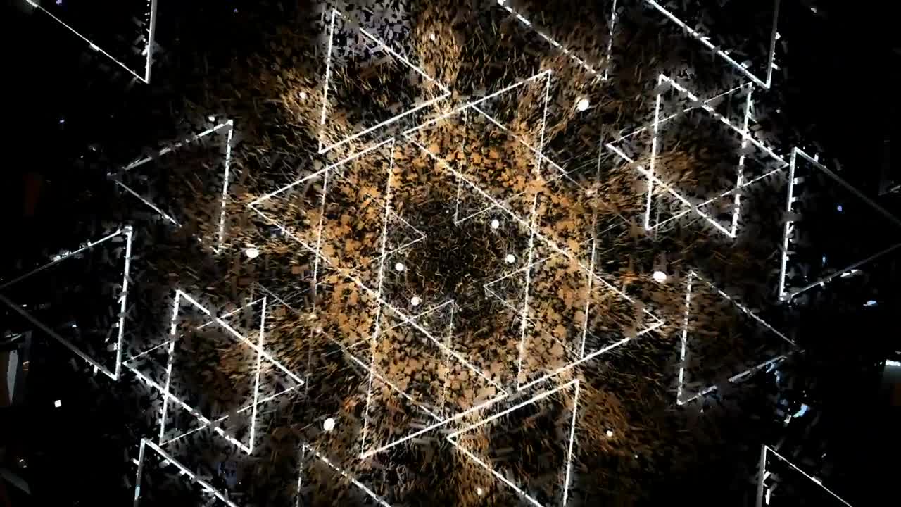 Stock Video Intro Video With Golden Shapes And Light Triangles Animated Wallpaper