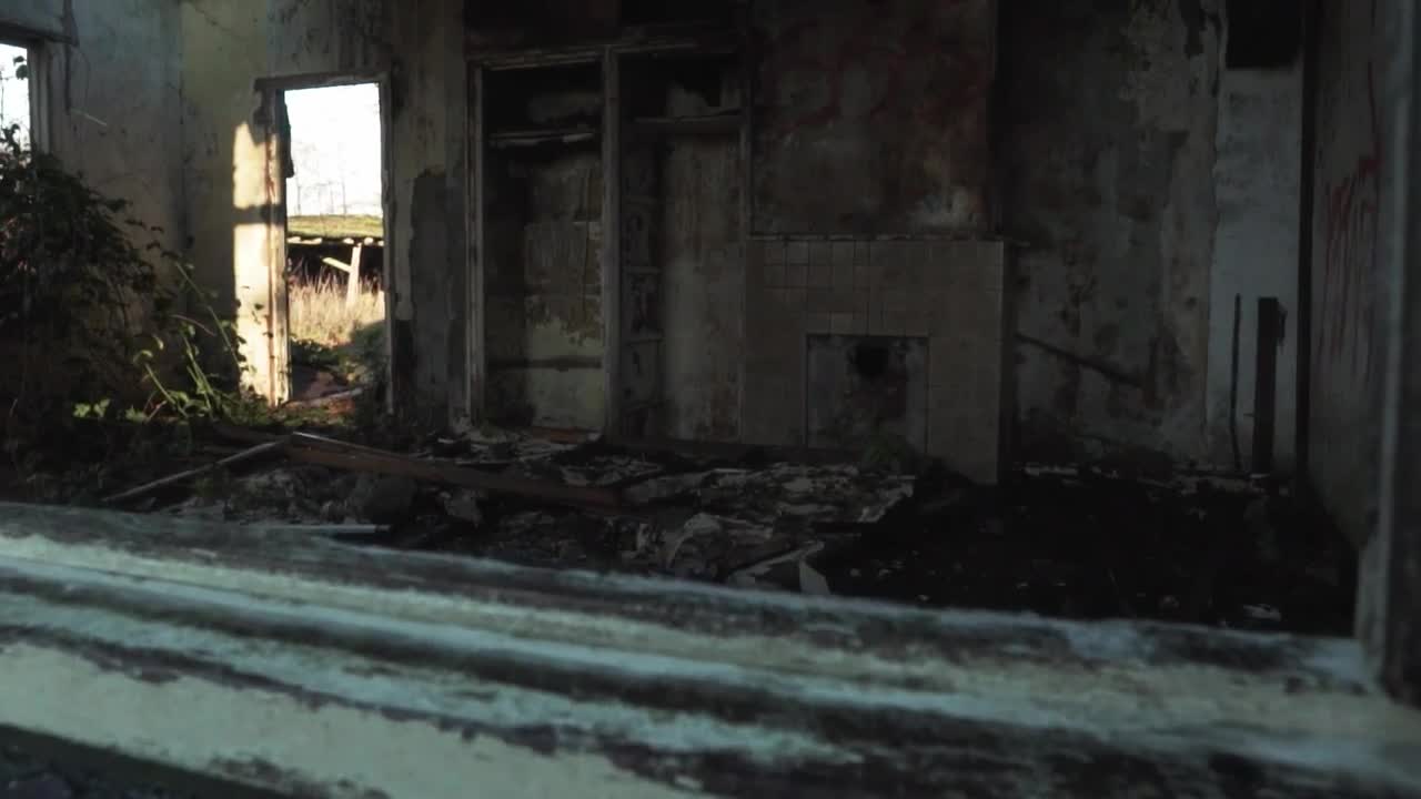 Stock Video Interior Of Burnt Out House Animated Wallpaper