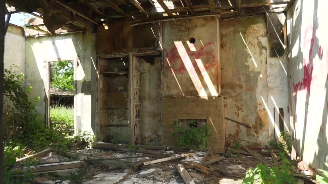 Stock Video Interior Of A Destroyed And Deteriorated Abandoned Place Animated Wallpaper