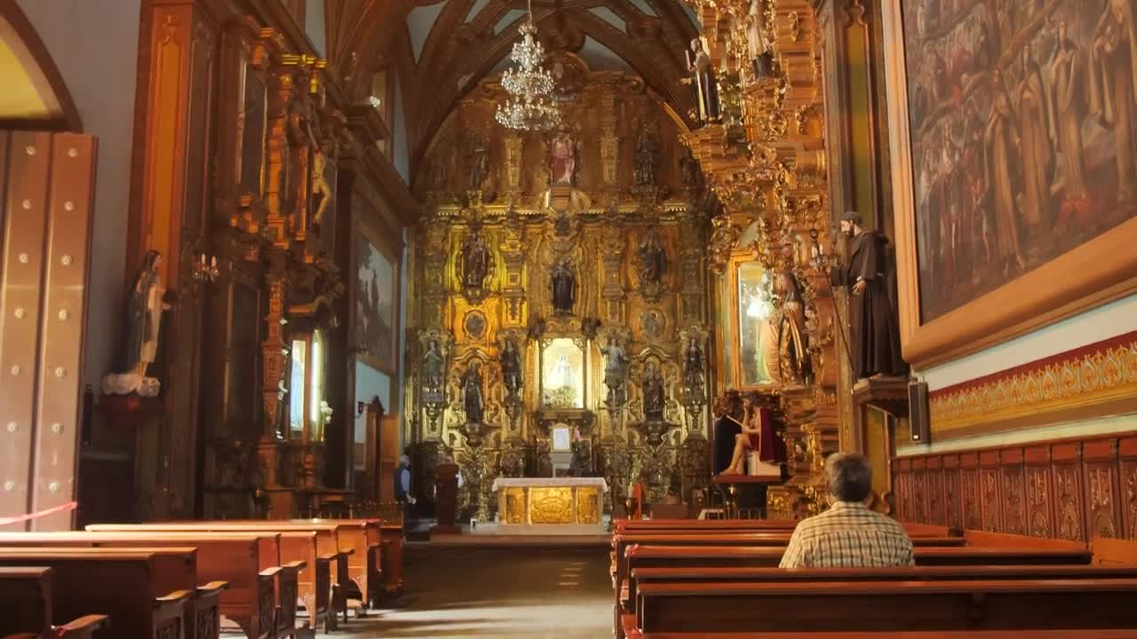 Stock Video Interior Of A Baroque Church With Statues And Gilt Details Animated Wallpaper