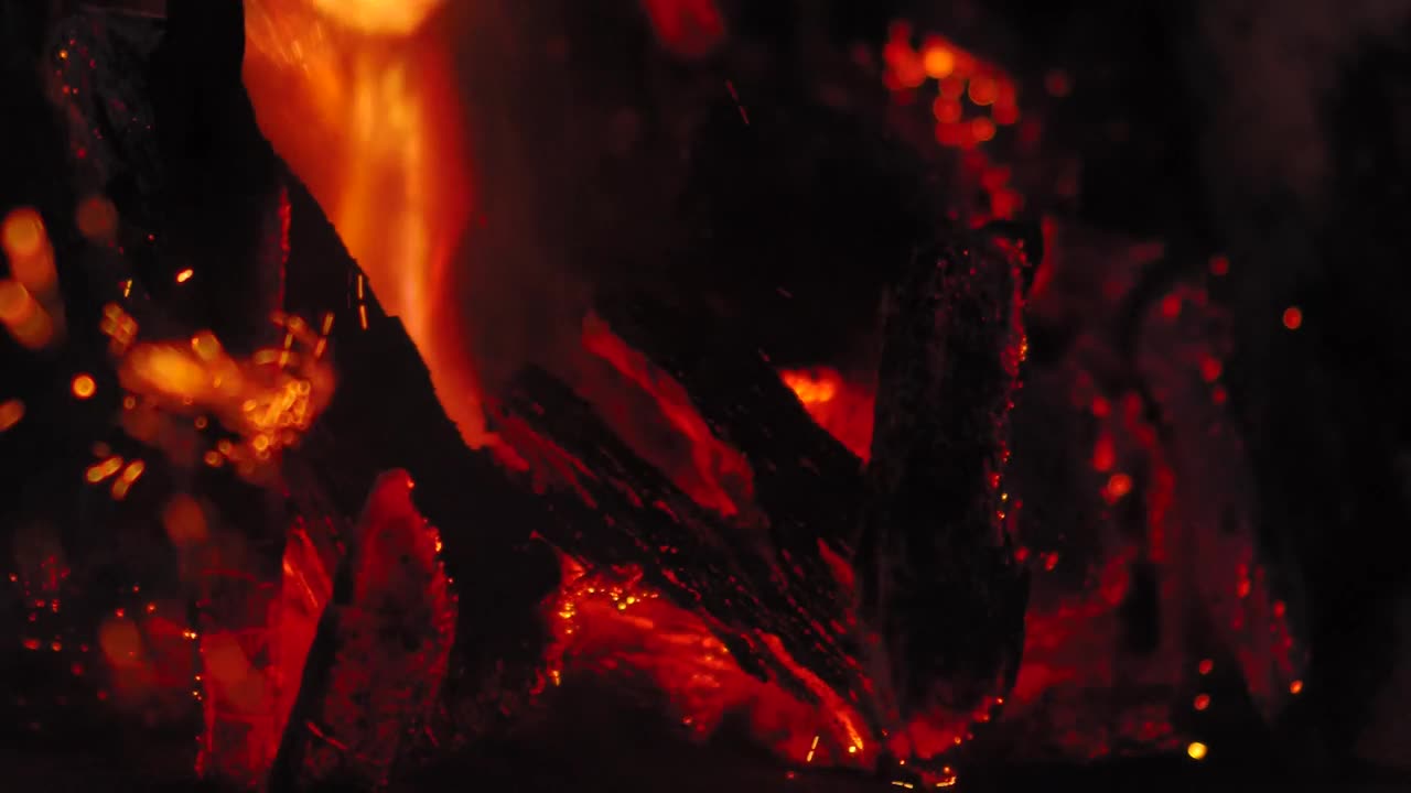 Stock Video Intense Fire Burning Coal Animated Wallpaper