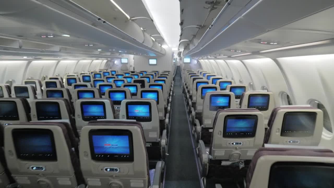 Stock Video Inside A Modern Passenger Plane Animated Wallpaper