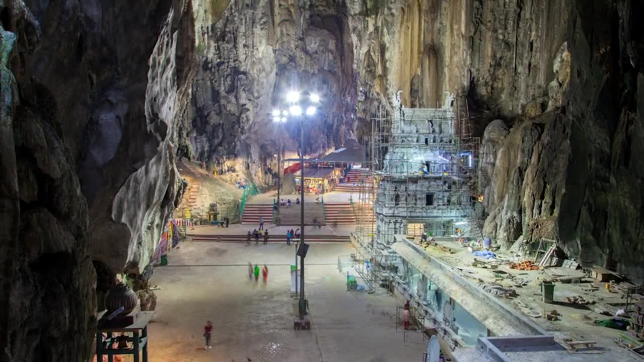 Stock Video Inside A Cave With The Temple In Kuala Lumpur Animated Wallpaper