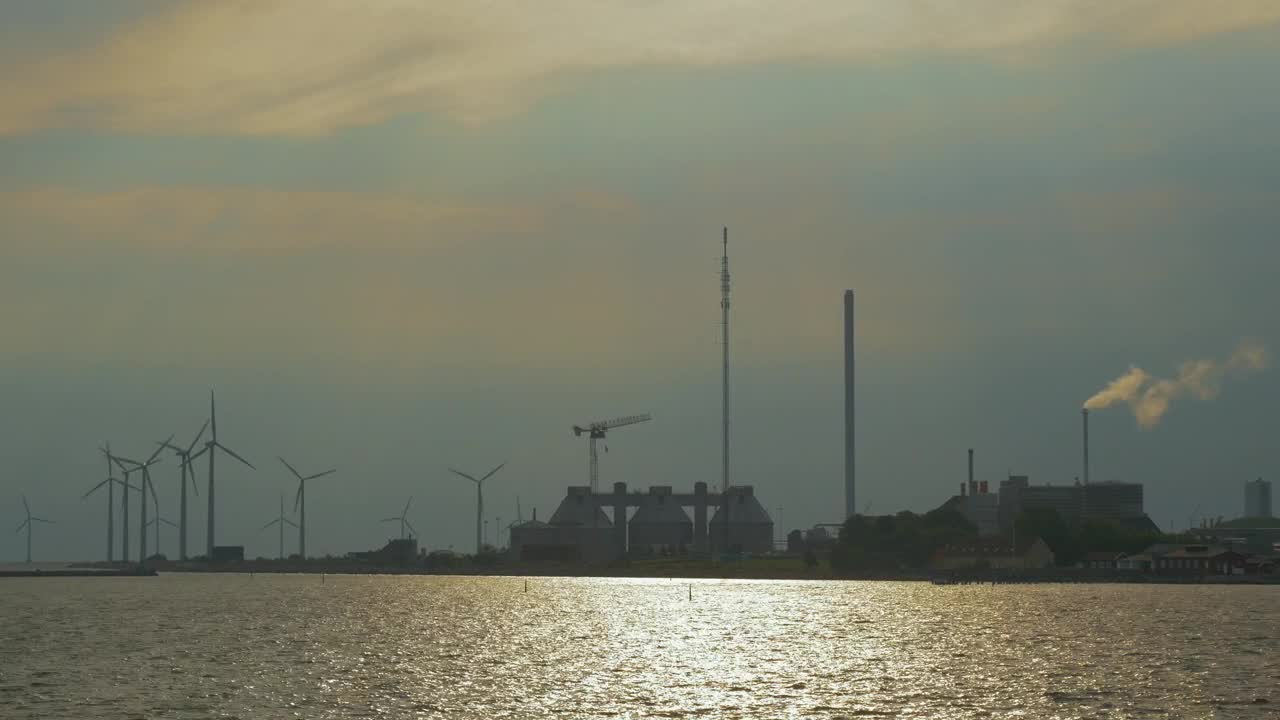 Stock Video Industrial Skyline And Clouds Animated Wallpaper
