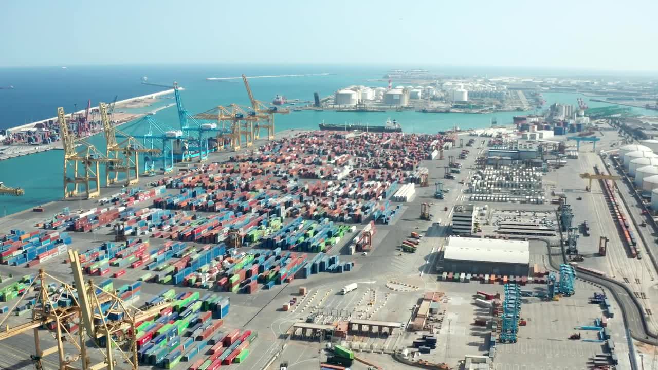 Stock Video Industrial Shipping Port Animated Wallpaper