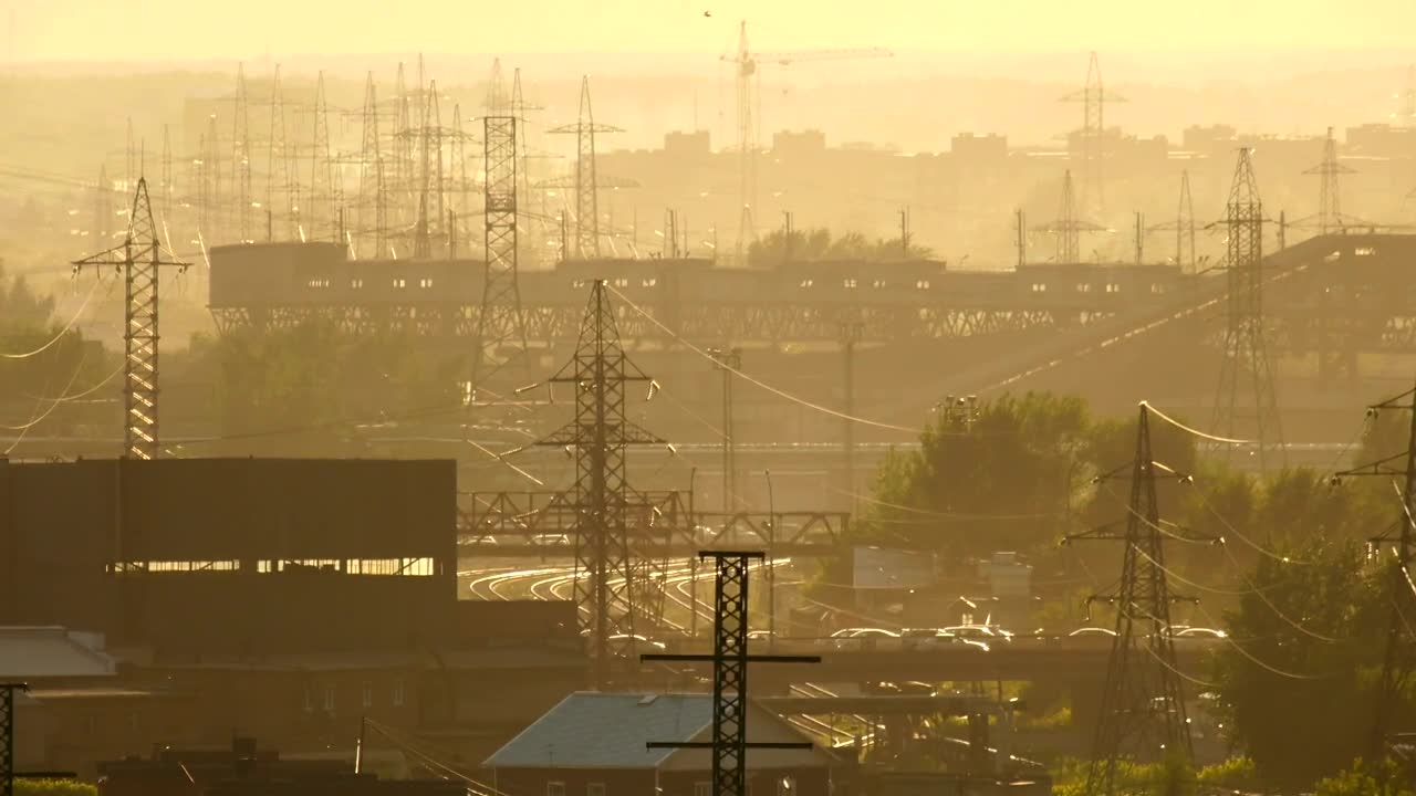 Stock Video Industrial Landscape And Moving Cars Animated Wallpaper