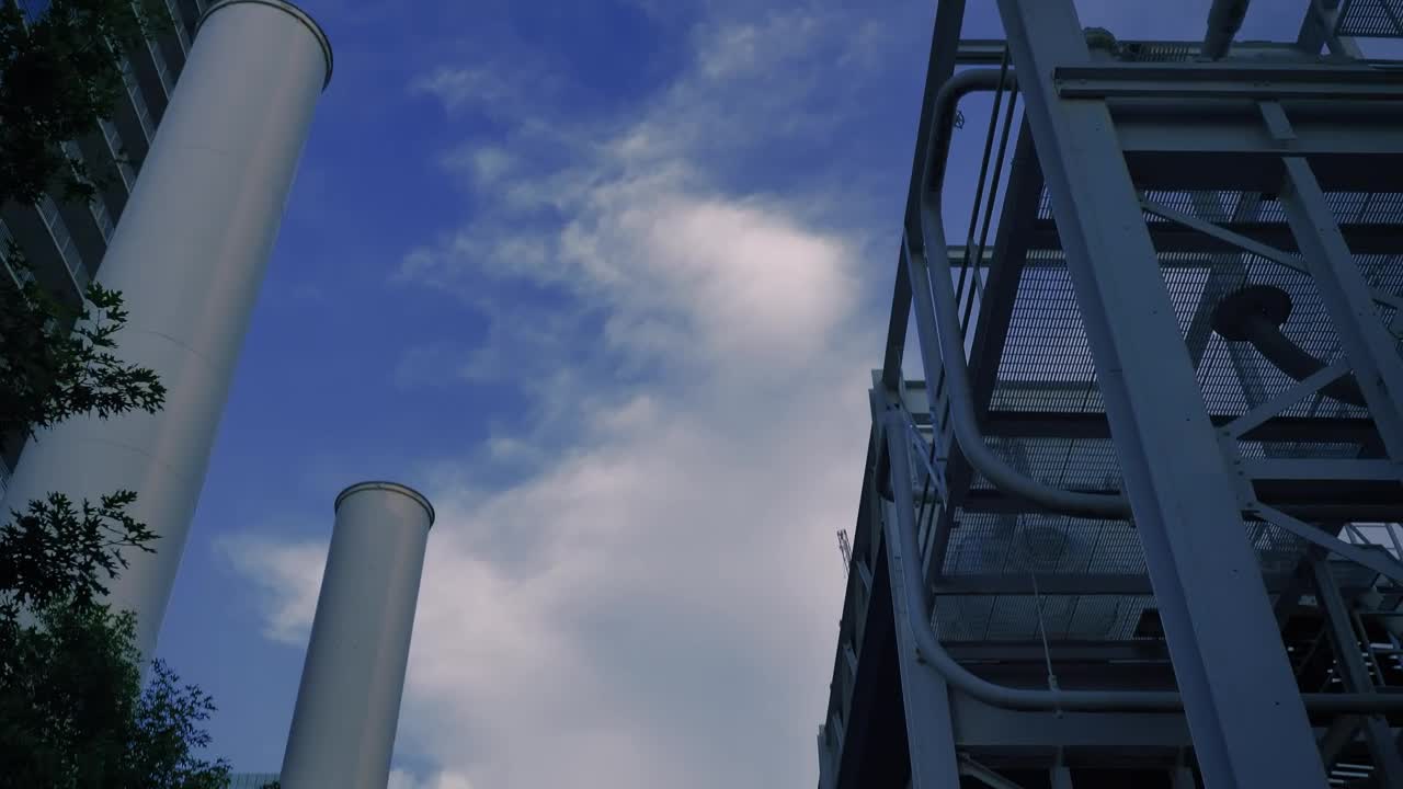 Stock Video Industrial Facility Made Of Metal Beams Animated Wallpaper