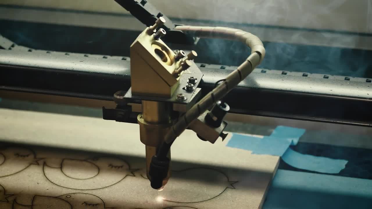 Stock Video Industrial Cutting Machine Cutting Fiber Animated Wallpaper