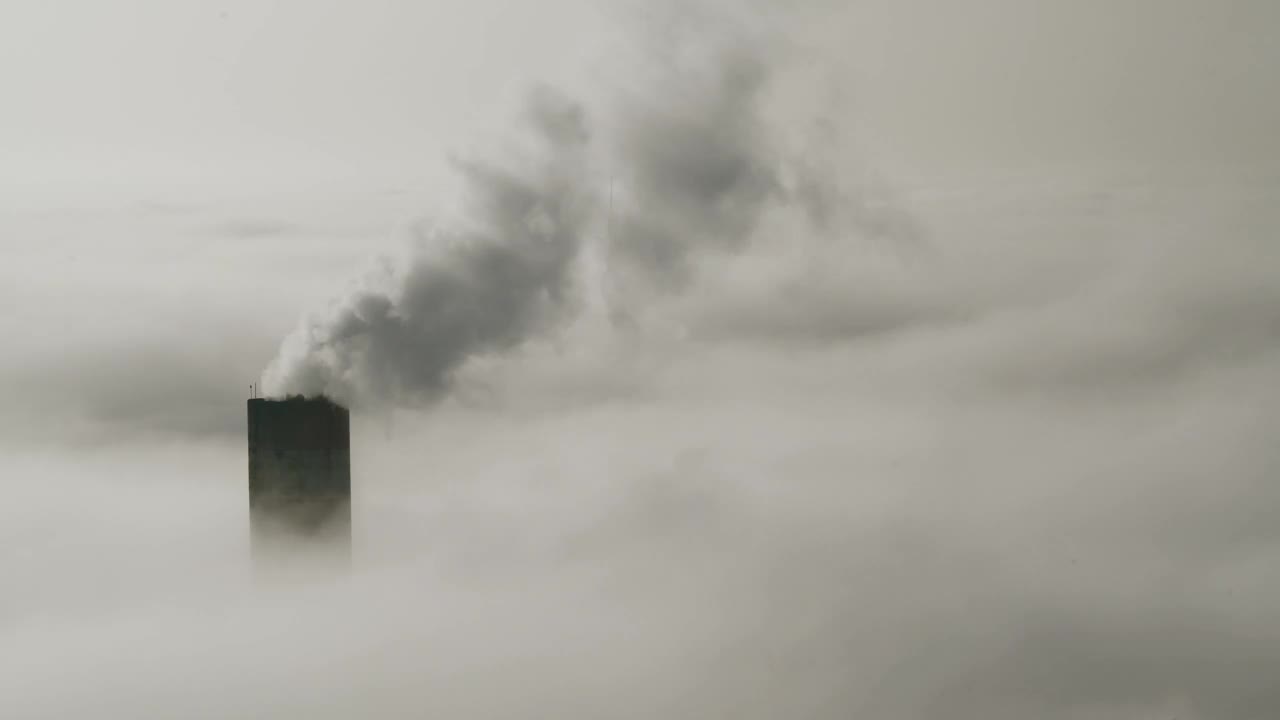Stock Video Industrial Chimneys Above The Clouds And Environmental Pollution Animated Wallpaper