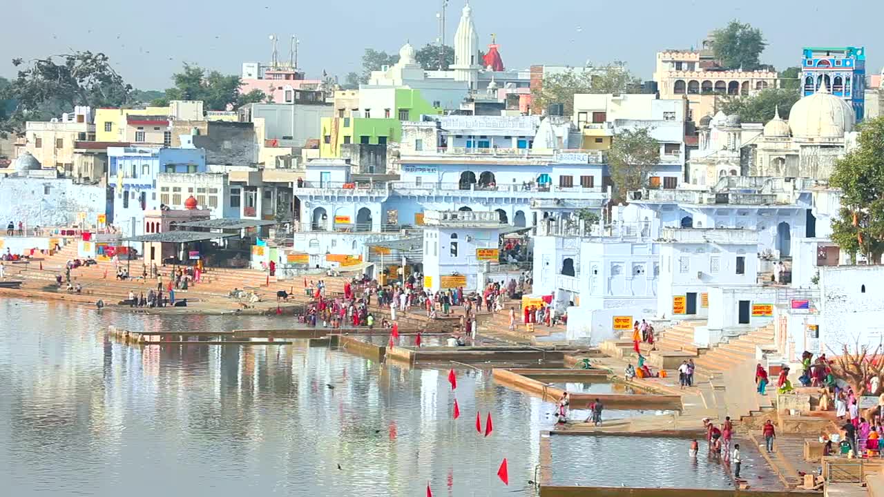 Stock Video India Tourists Enjoying Pushkar Lake Animated Wallpaper