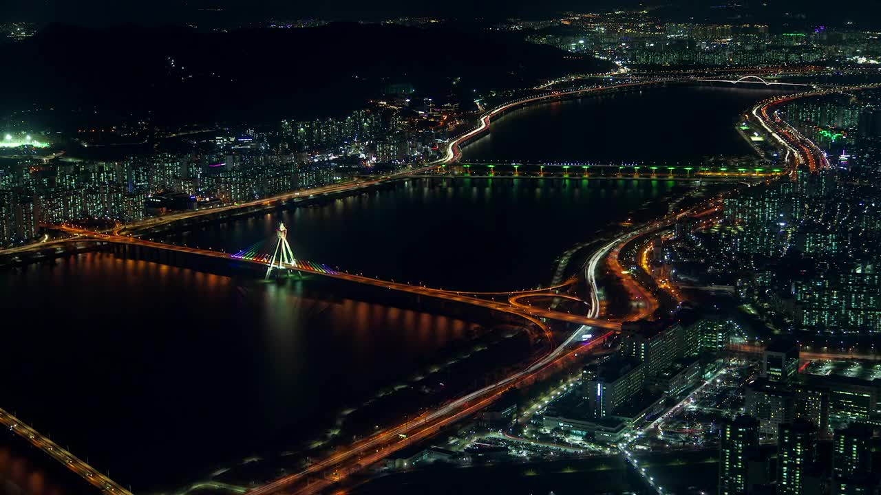 Stock Video Illuminated Bridges In Seoul At Night Animated Wallpaper