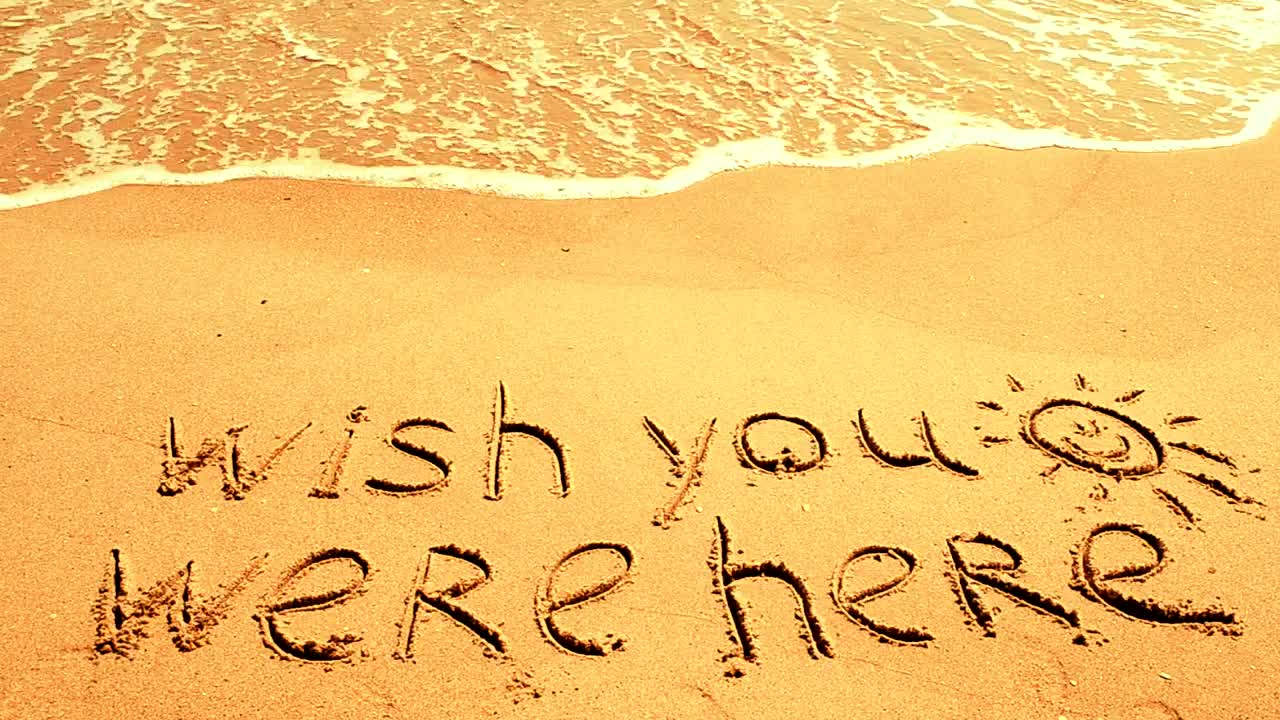 Stock Video I Wish You Were Here Written In The Sand Animated Wallpaper