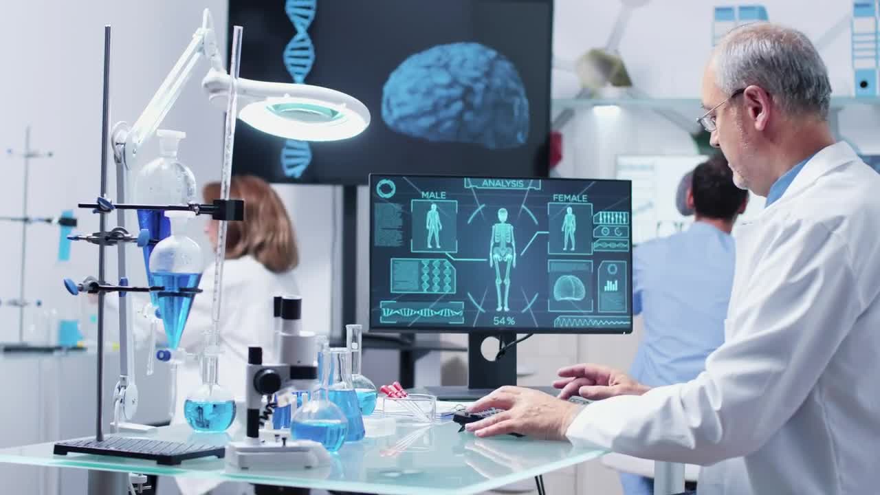 Stock Video Human Diagram On A Computer Screen Animated Wallpaper