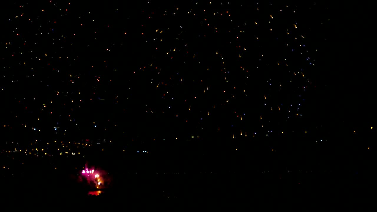 Stock Video Huge Celebration With Fireworks In The Night Animated Wallpaper