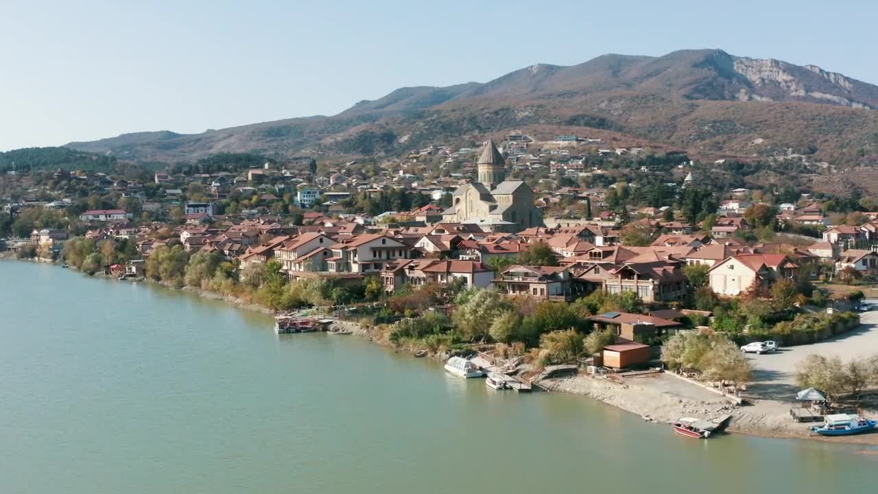 Stock Video Houses And Monastery By The River Animated Wallpaper