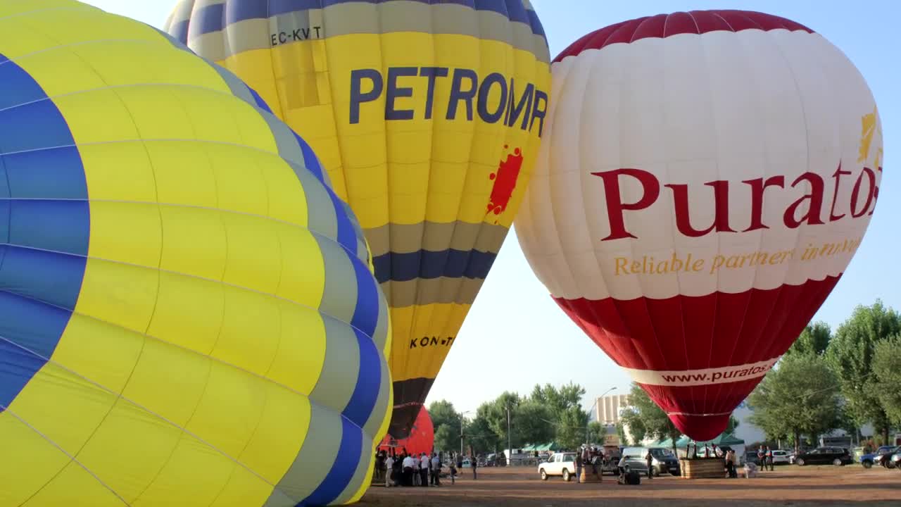 Stock Video Hot Air Balloons Getting Ready To Take Off Animated Wallpaper