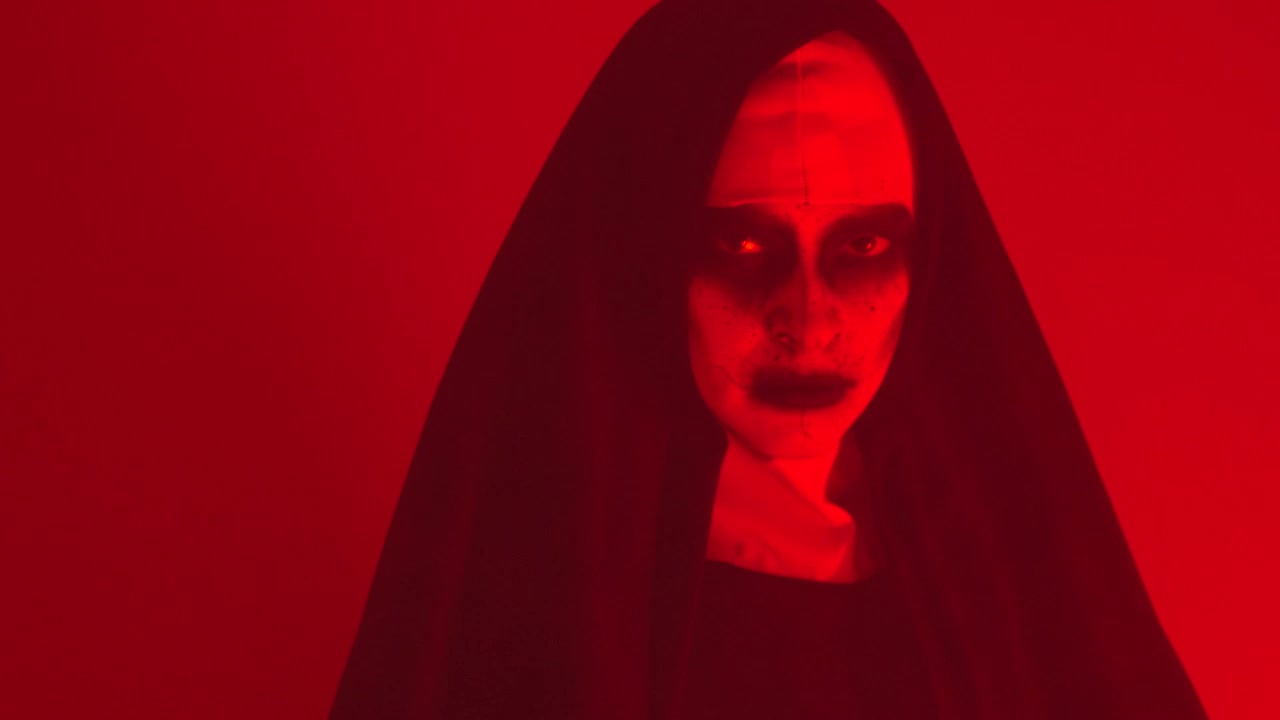 Stock Video Horrifying Woman Disguised As A Ghost Nun Animated Wallpaper