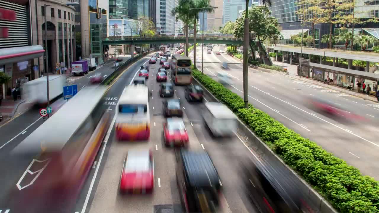 Stock Video Hong Kong Traffic And Skycrapers Animated Wallpaper