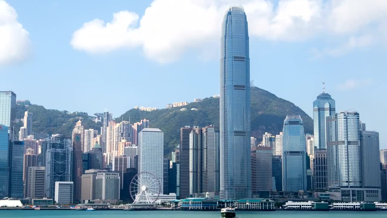 Stock Video Hong Kong Skyline Panorama At Daytime Animated Wallpaper