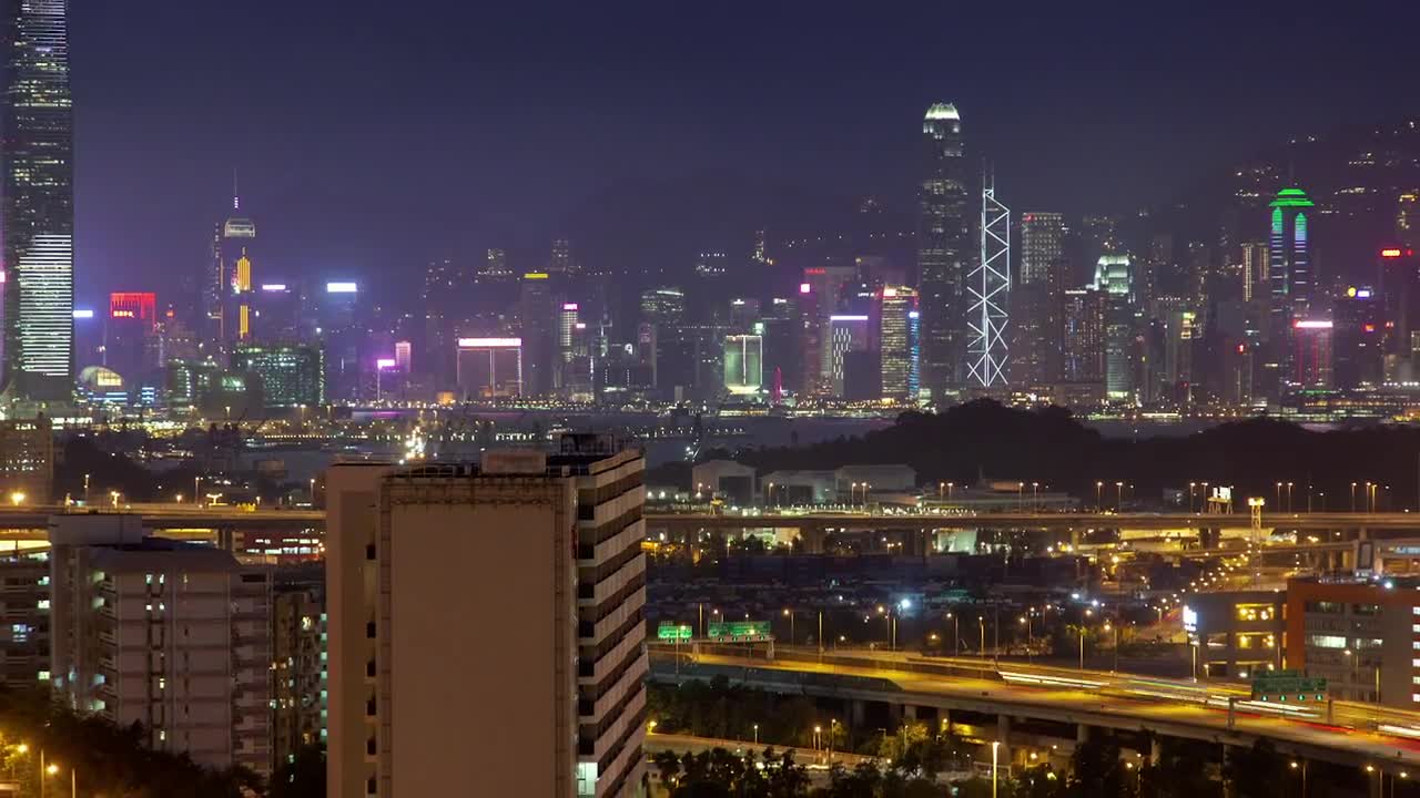 Stock Video Hong Kong Overpass Road And Skyscraper Animated Wallpaper