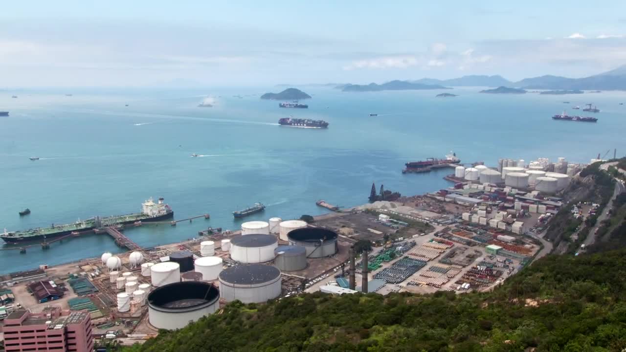 Stock Video Hong Kong Industrial Harbor Animated Wallpaper
