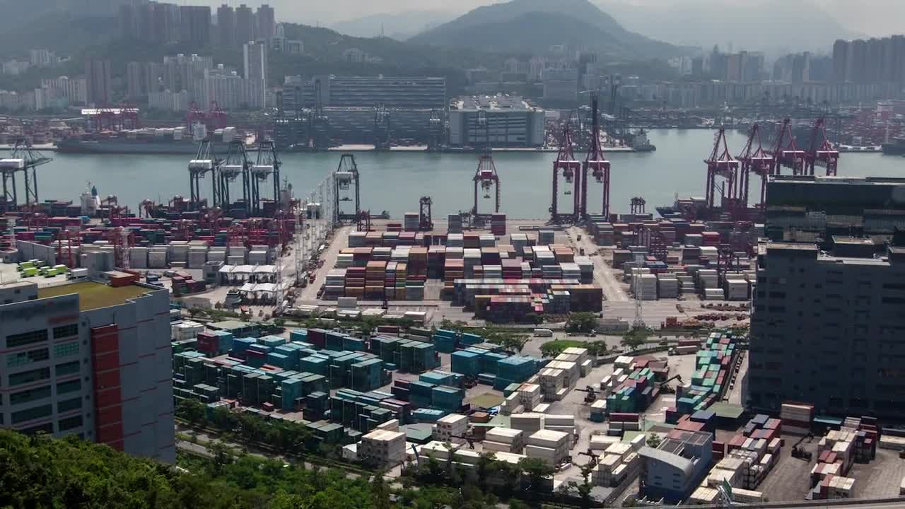 Stock Video Hong Kong Industrial Container Port At Daytime Animated Wallpaper