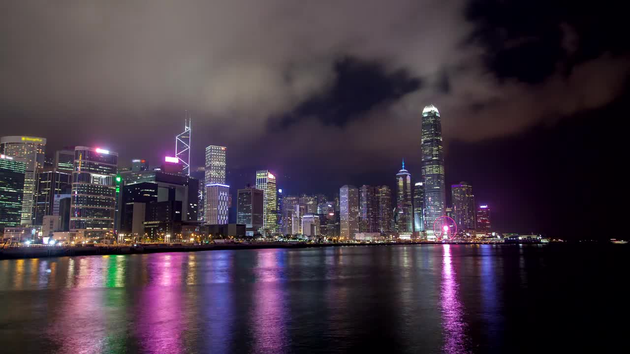 Stock Video Hong Kong Illuminated Skyline In The Night Animated Wallpaper