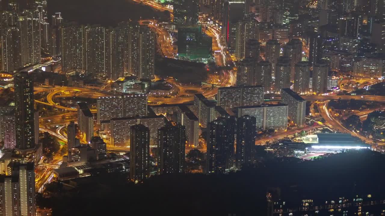 Stock Video Hong Kong Cityscape And Traffic At Night Animated Wallpaper