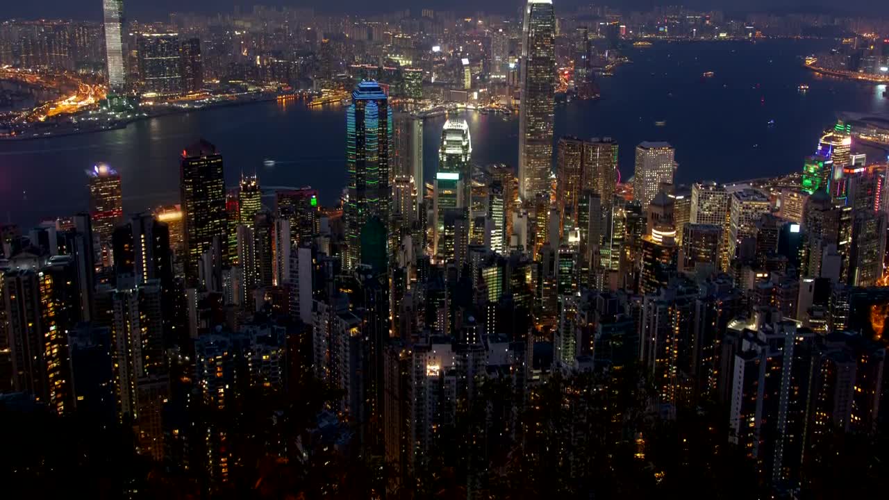 Stock Video Hong Kong Cityscape At Night Animated Wallpaper