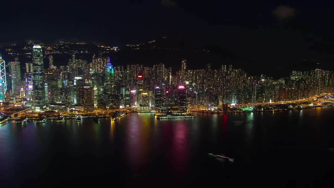 Stock Video Hong Kong City Skyline And Bay In The Night Animated Wallpaper
