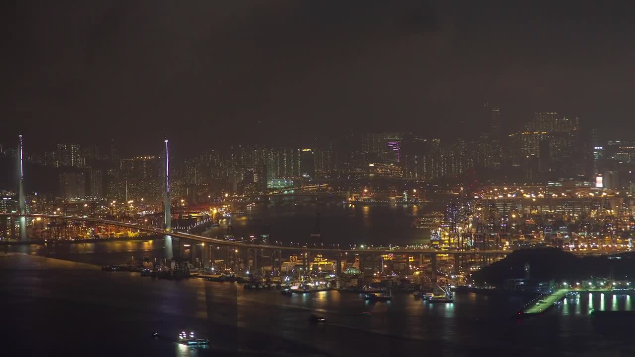 Stock Video Hong Kong City And Harbor And Night Animated Wallpaper