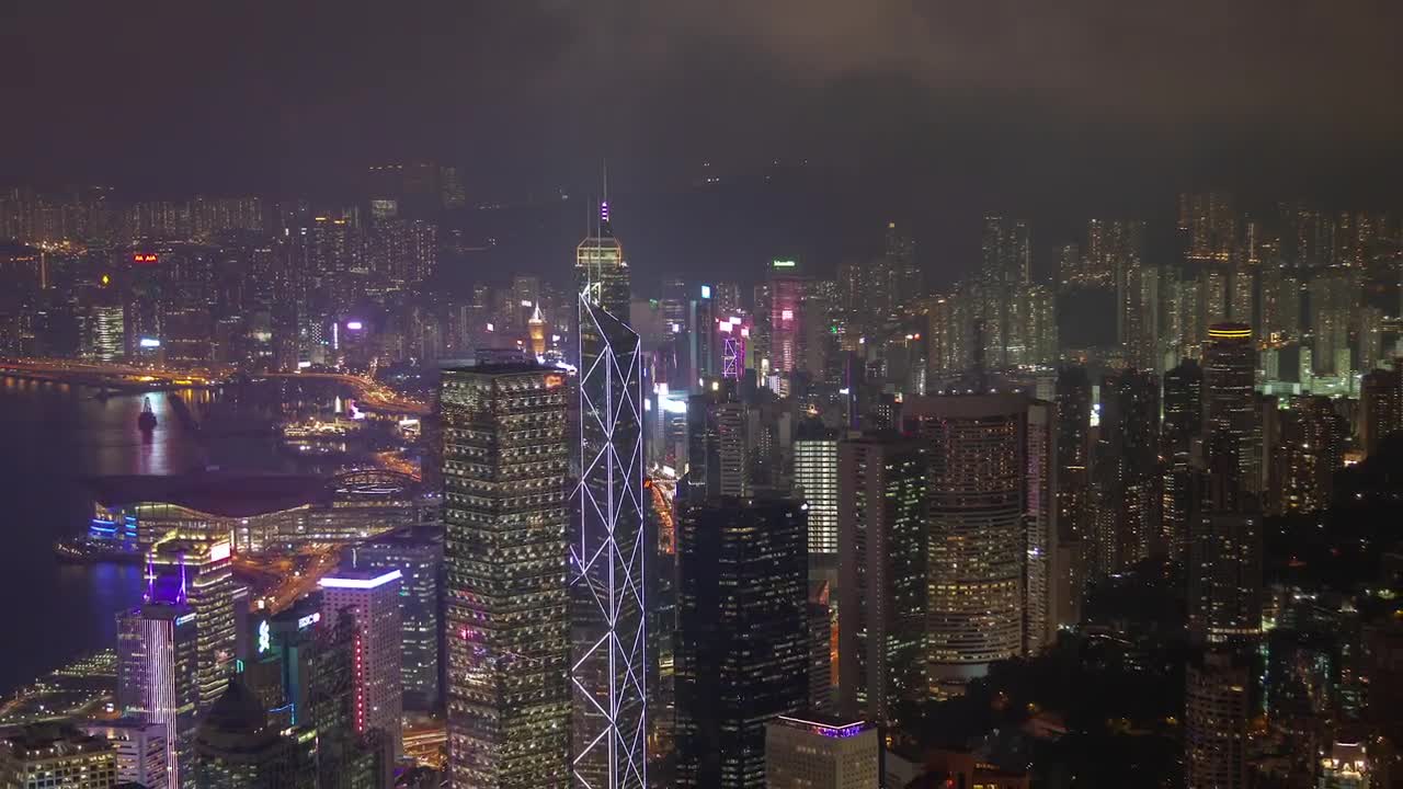 Stock Video Hong Kong City Landscape In A Cloudy Night Animated Wallpaper