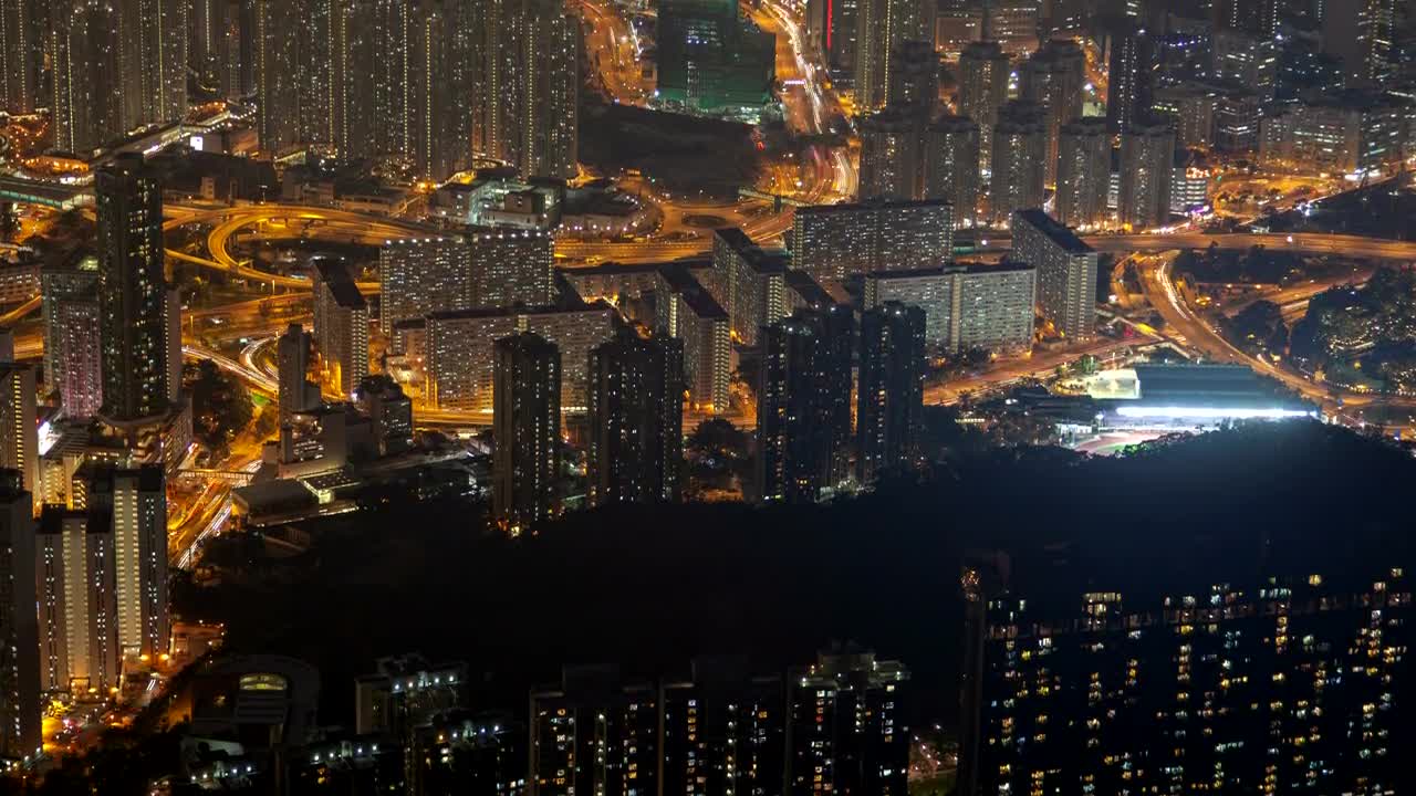 Stock Video Hong Kong Aerial Cityscape At Night Animated Wallpaper