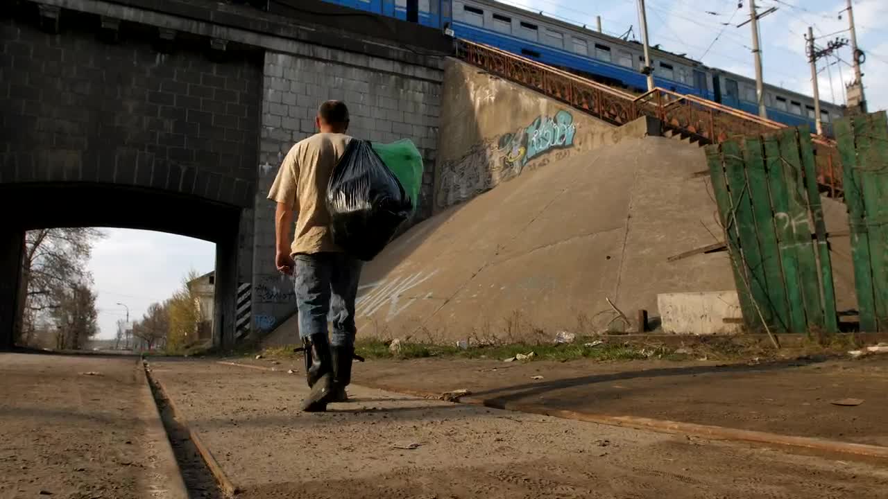 Stock Video Homeless Man Walking Animated Wallpaper