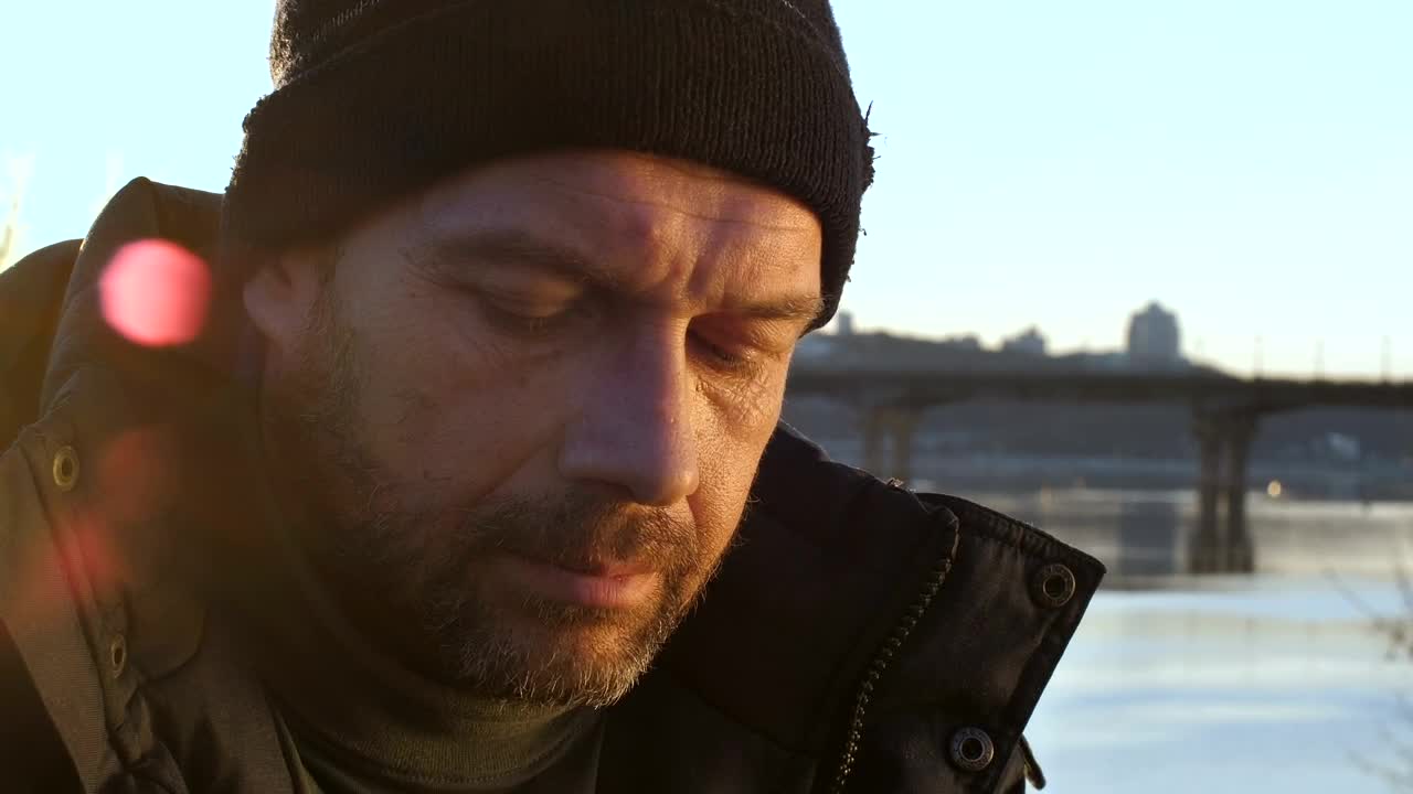 Stock Video Homeless Man Portrait Animated Wallpaper