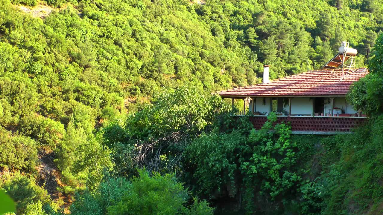 Stock Video Holiday House In The Mountain Forest Animated Wallpaper