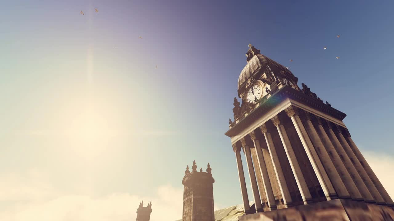 Stock Video Historic Clock Tower Low View Animated Wallpaper