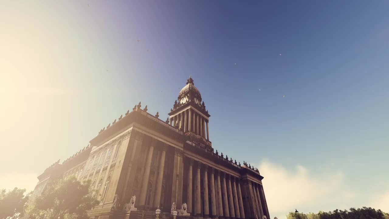 Stock Video Historic Building Low View Animated Wallpaper