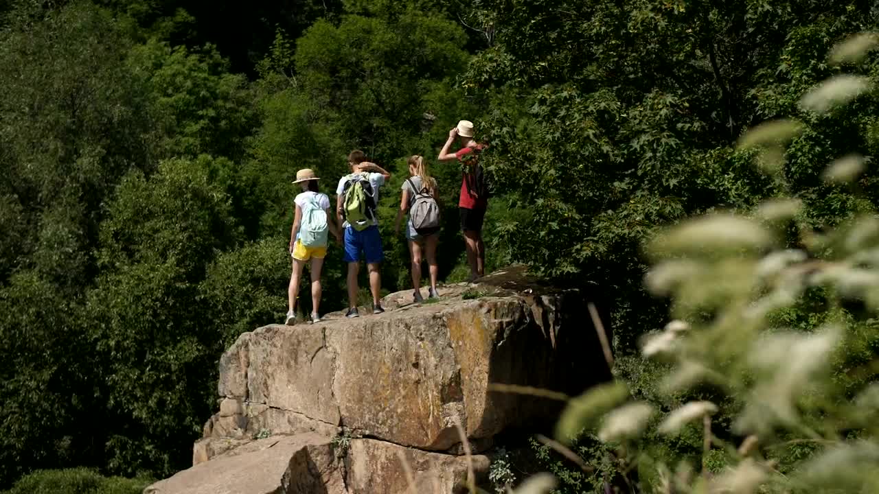 Stock Video Hiking Group Reaching Their Goal Animated Wallpaper
