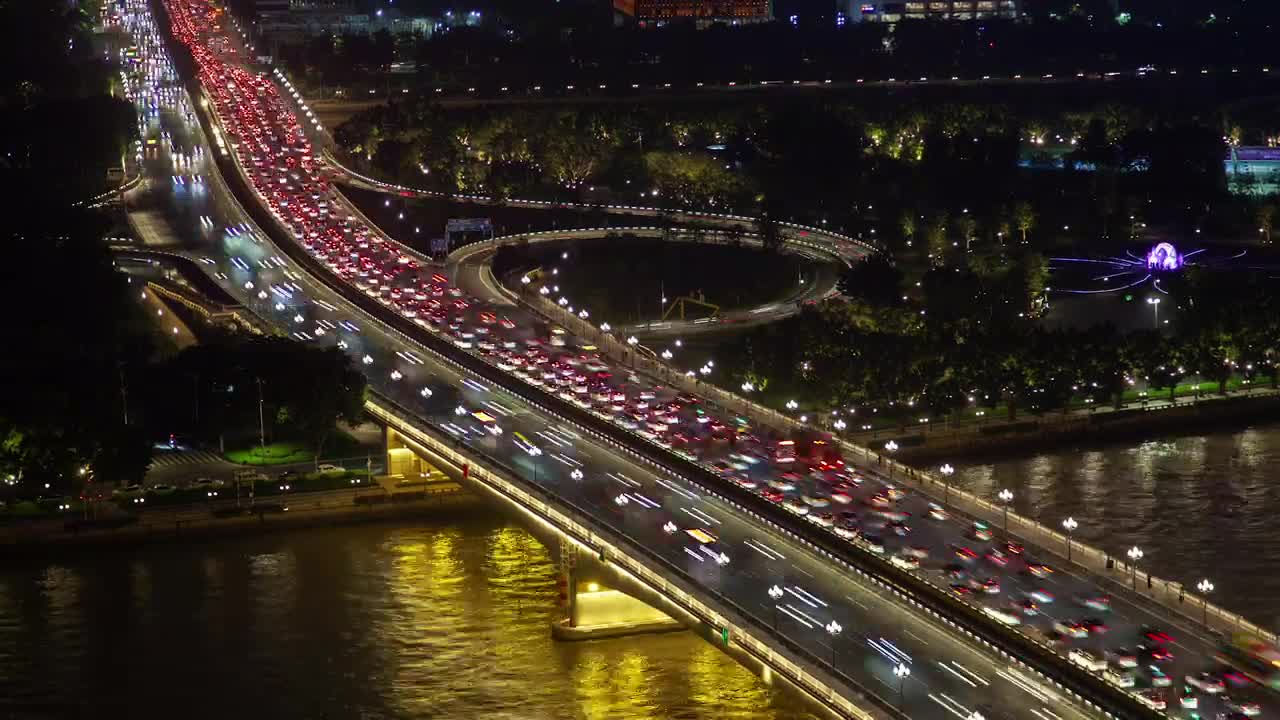 Stock Video Highway With Heavy Traffic At Night Animated Wallpaper