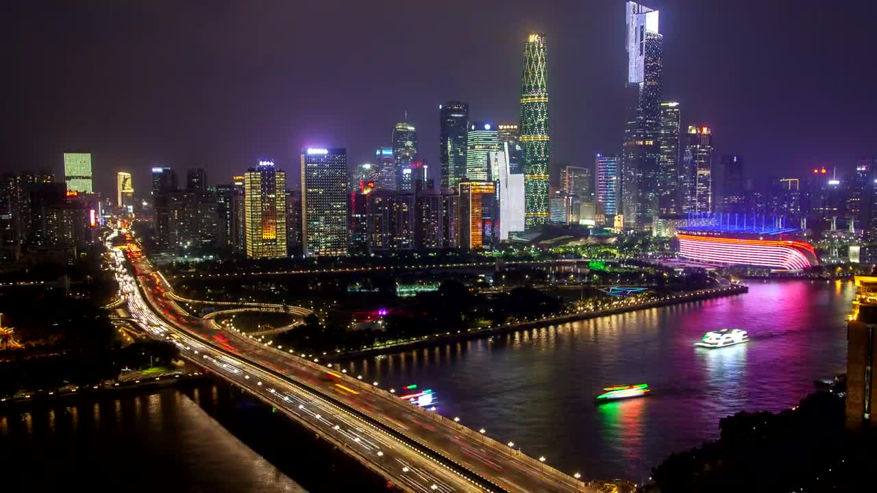 Stock Video Highway With Fast Motion Traffic And The Cityscape Animated Wallpaper