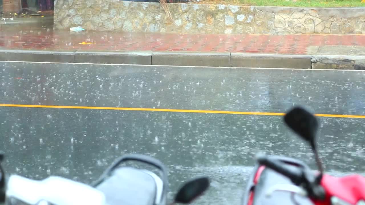 Stock Video Heavy Rain In The Street Animated Wallpaper