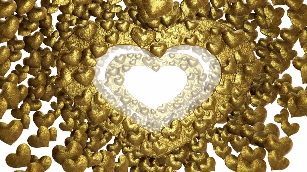 Stock Video Heart Shaped Frames Made With Golden Hearts Animated Wallpaper