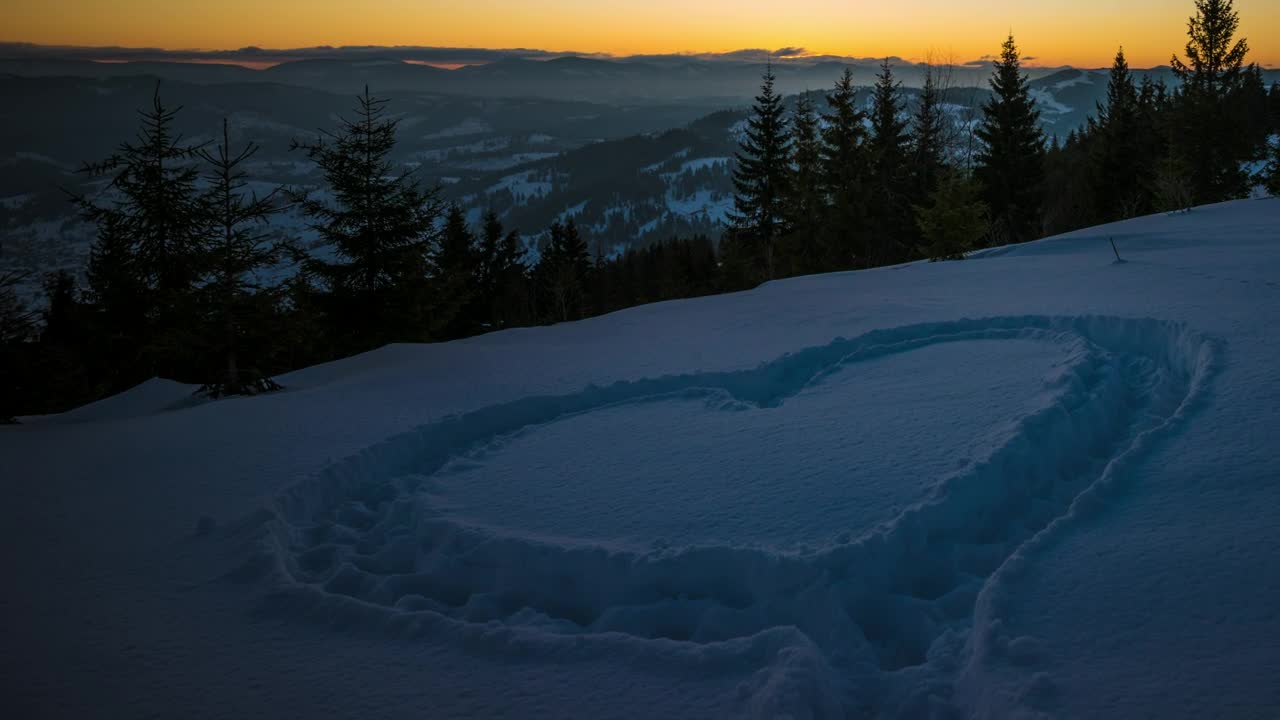 Stock Video Heart In The Snow Animated Wallpaper