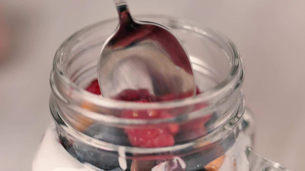 Stock Video Healthy Yogurt With Berries Animated Wallpaper