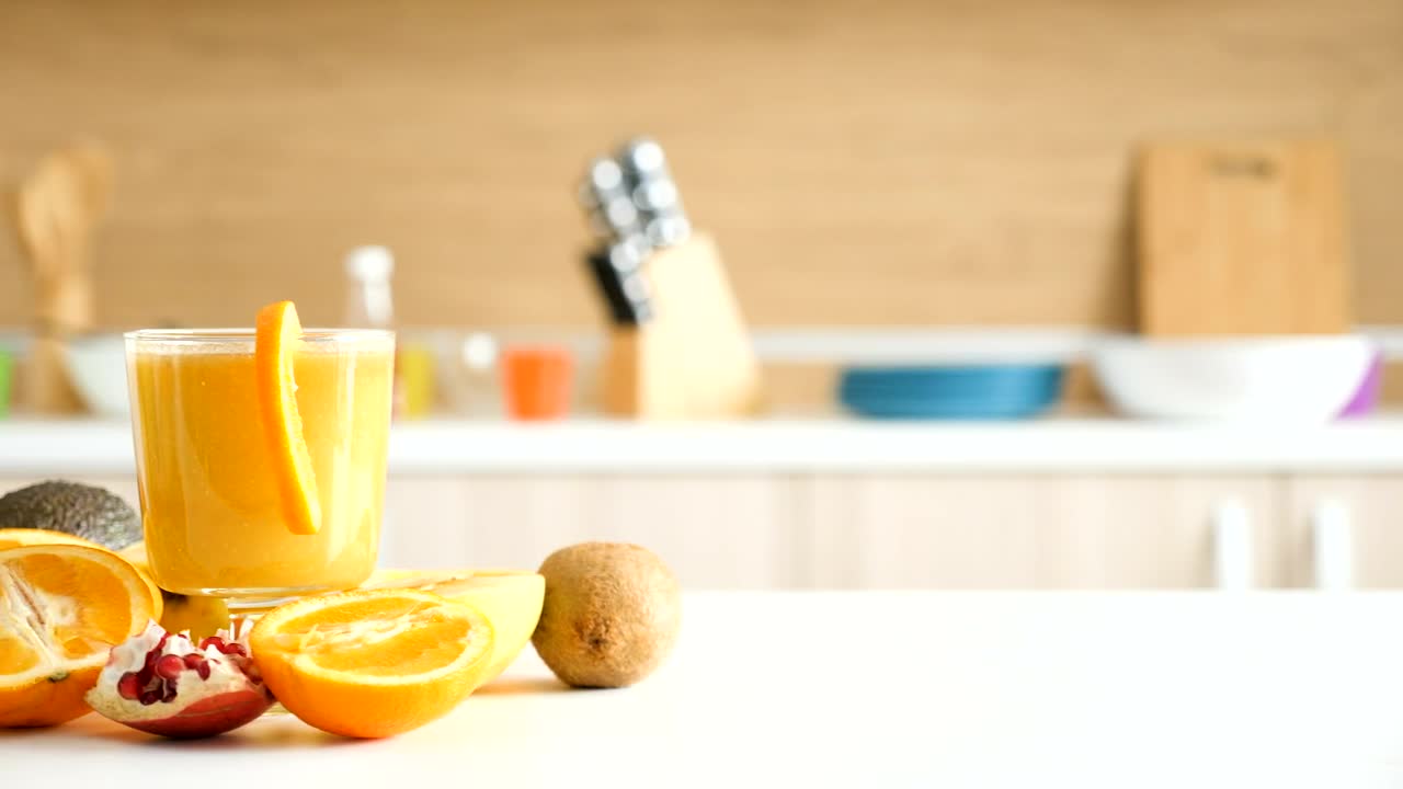 Stock Video Healthy Diet Fruits And Vegetables Surround Drinks Animated Wallpaper