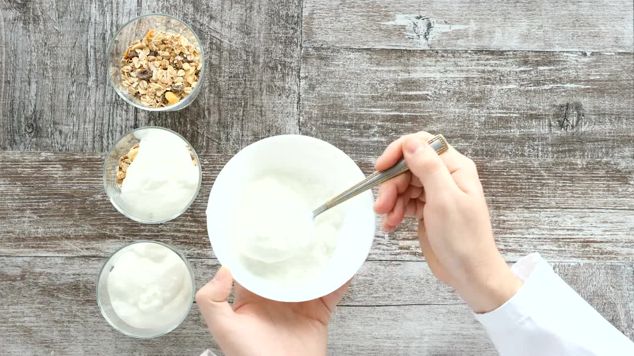 Stock Video Healthy Diet Breakfast Food Prep Top View Animated Wallpaper