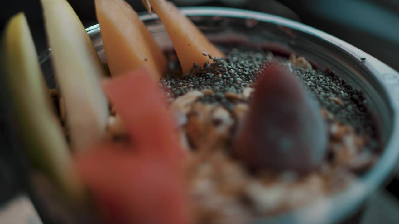 Stock Video Healthy Breakfast Bowl Animated Wallpaper