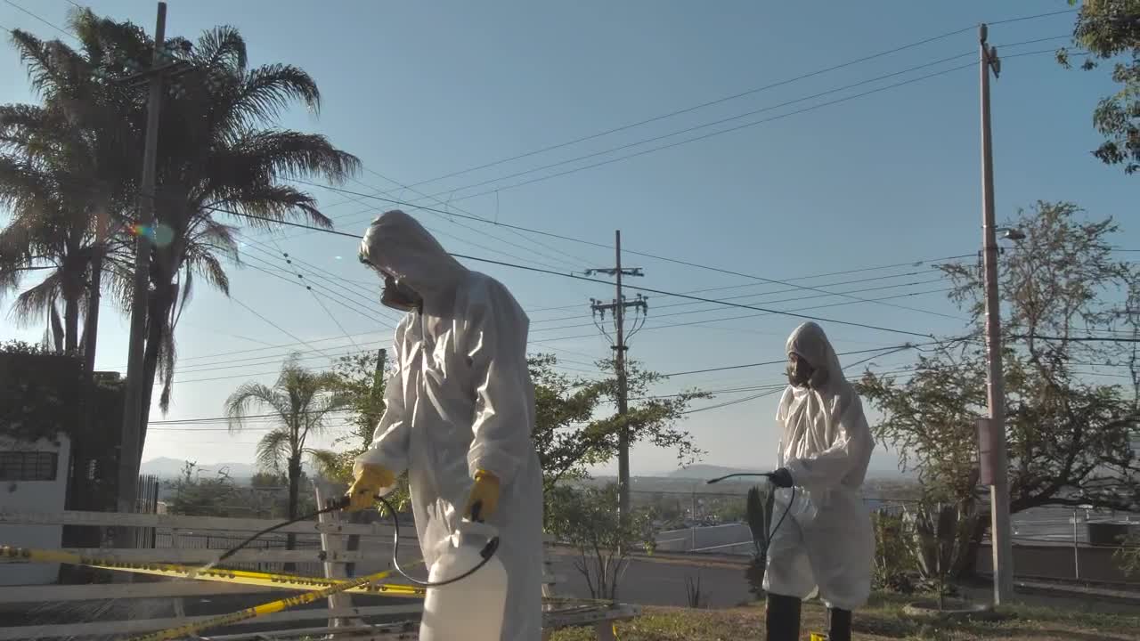 Stock Video Health Personnel Disinfect Common Areas Animated Wallpaper