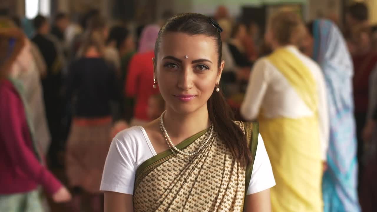 Stock Video Hare Krishna Woman Portrait Animated Wallpaper